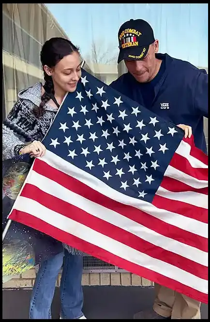 Happy Veterans day shared between father Veteran David Haave and daughter Claudia 2023 -- David Haave